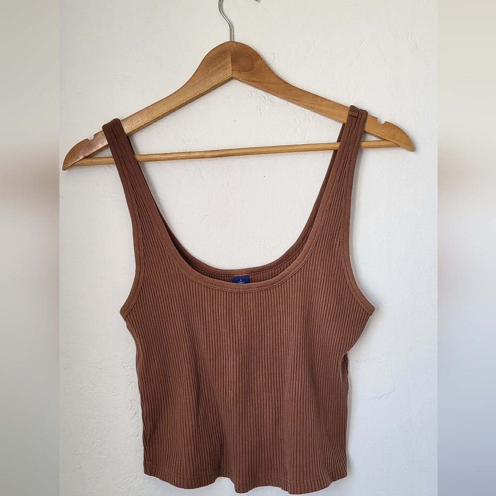 Old navy brown ribbed cropped tank top